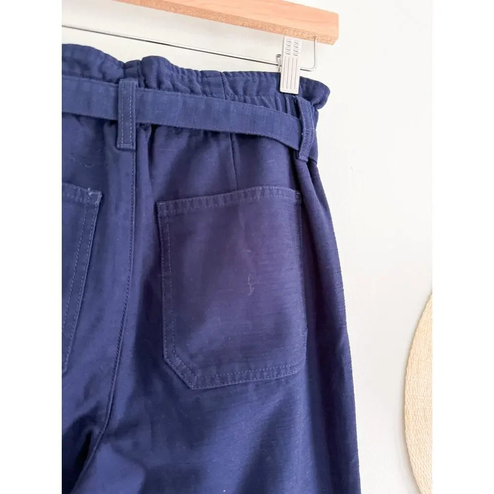 JCrew Factory | NWT Petite Twill paper-bag full-length pant Navy Blue | Sz 00P